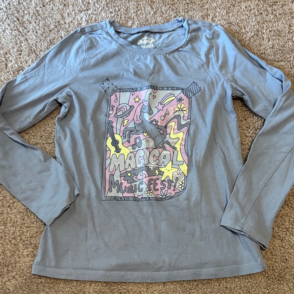 💜 3 for $10 OshKosh B'gosh Gray Magical Music Fest Long Sleeve Tee